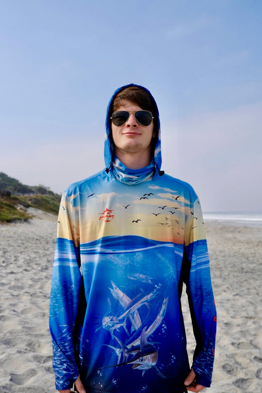 Angler 24-7 Flying Fins UPF Sun Protection Fishing Hoodie