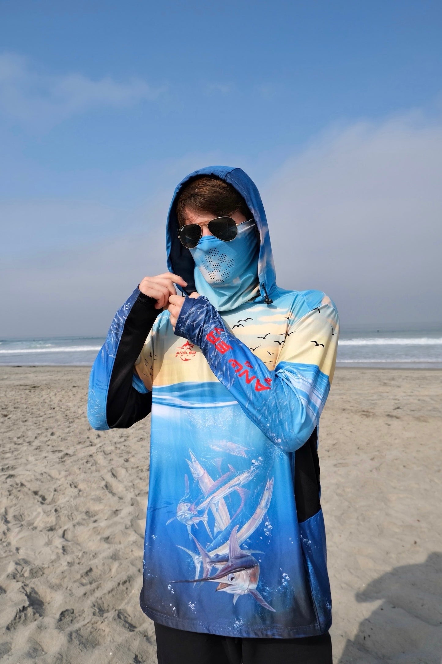 Angler 24-7 Flying Fins UPF Sun Protection Fishing Hoodie