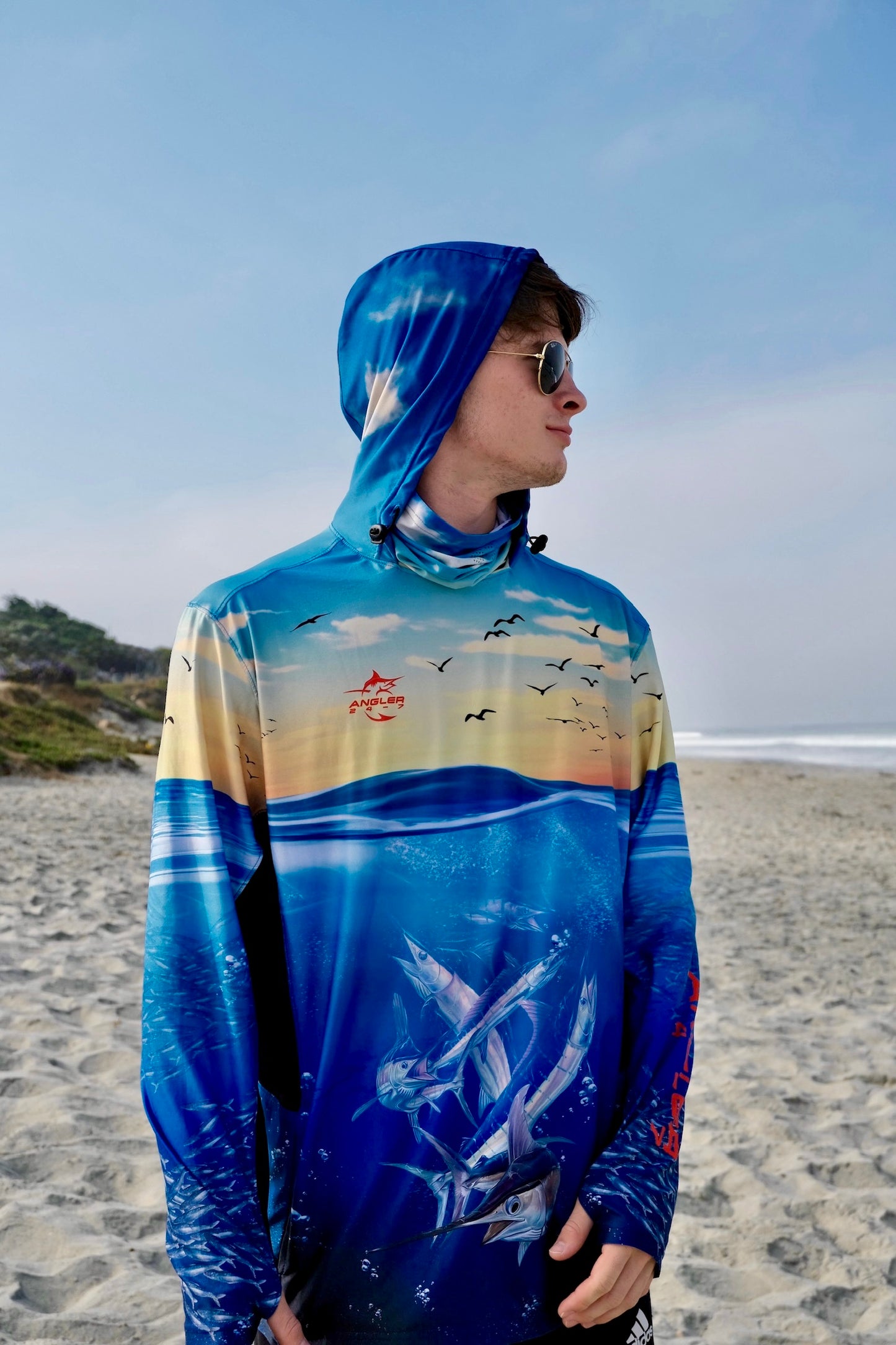 Angler 24-7 Flying Fins UPF Sun Protection Fishing Hoodie