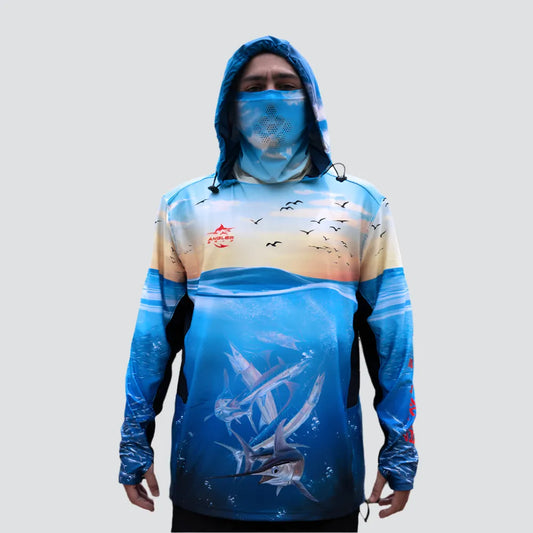 Angler 24-7 Flying Fins UPF Sun Protection Fishing Hoodie